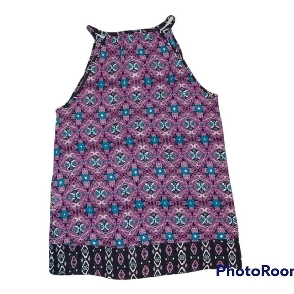 Pink Rose Black Fuchsia Tribal Tile Halter Tank - Picture 2 of 10